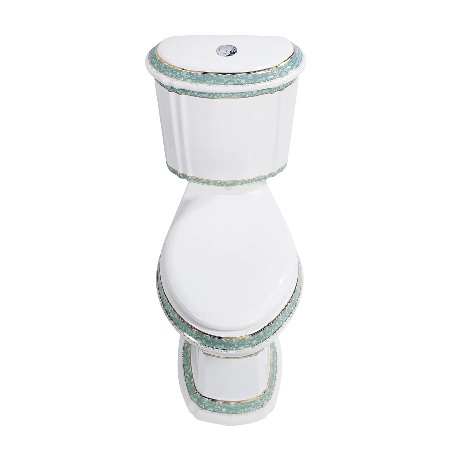 traditional green and gold two piece toilet supplier in china -- meilong ceramics company